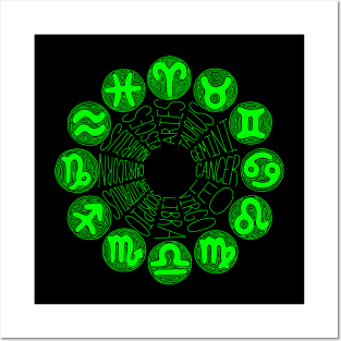 Zodiac Signs (green) Posters and Art